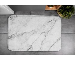 Coloray Badmat - Wit Douchemat - Wit marmer Badkamer Kleed - Toiletmat - Mat voor Badkamer - Luxe Badmat - Antislip - 90x60 cm