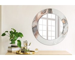Coloray Bedrukte Spiegel - Abstract marmer Bedrukte Spiegel - 50 cm - Wit Bedrukte Spiegel - Bedrukte Spiegel - Spiegel Met Bedrukte Lijst - Spiegel Met Decoratie