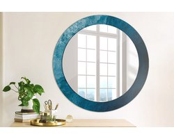 Coloray Bedrukte Spiegel - Abstracte kunst Spiegel Met Decoratie - 70 cm - Blauw Bedrukte Spiegel - Spiegel Met Decoratie - Spiegel Lijst Met Print - Spiegel Met Print
