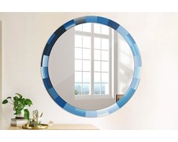 Coloray Bedrukte Spiegel - Blauwe abstractie Wandspiegel Decoratieve Print - 100 cm - Blauw Bedrukte Spiegel - Wandspiegel Decoratieve Print - Bedrukte Spiegel - Spiegel Met Bedrukte Lijst