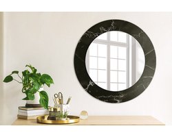 Coloray Bedrukte Spiegel - Marmeren steen Spiegel Lijst Met Print - 50 cm - Zwart Bedrukte Spiegel - Spiegel Lijst Met Print - Spiegel Met Print - Wandspiegel Met Print