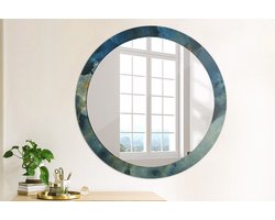 Coloray Bedrukte Spiegel - Onyx marmer Wandspiegel Decoratieve Print - 90 cm - Blauw Bedrukte Spiegel - Wandspiegel Decoratieve Print - Bedrukte Spiegel - Spiegel Met Bedrukte Lijst