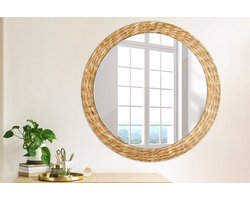 Coloray Bedrukte Spiegel - Rieten patroon Spiegel Met Bedrukte Lijst - 80 cm - Oranje Bedrukte Spiegel - Spiegel Met Bedrukte Lijst - Spiegel Met Decoratie - Spiegel Lijst Met Print