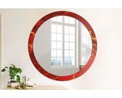 Coloray Bedrukte Spiegel - Rood marmer Spiegel Met Bedrukte Lijst - 100 cm - Rood Bedrukte Spiegel - Spiegel Met Bedrukte Lijst - Spiegel Met Decoratie - Spiegel Lijst Met Print