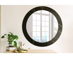 Coloray Bedrukte Spiegel - Zwart marmer Spiegel Met Bedrukte Lijst - 70 cm - Zwart Bedrukte Spiegel - Spiegel Met Bedrukte Lijst - Spiegel Met Decoratie - Spiegel Lijst Met Print