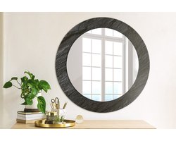 Coloray Bedrukte Spiegel - Zwarte steen Bedrukte Spiegel - 60 cm - Zwart Bedrukte Spiegel - Bedrukte Spiegel - Spiegel Met Bedrukte Lijst - Spiegel Met Decoratie