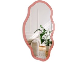 Coloray Donkere Zalm Spiegel - Roze Stijlvolle Wandspiegel - Organische Spiegel - Woonkamer - Minimalistisch - 45x90 cm - Totale afmeting 52x97 cm
