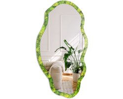 Coloray Groen Mos Spiegel - Groen Rechthoekige Spiegel Voor Interieur - Organische Spiegel - Slaapkamer, Woonkamer, Kantoor - Minimalistisch - 45x90 cm - Totale afmeting 52x97 cm