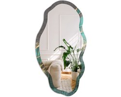 Coloray Groene Strepen Spiegel - Groen Strakke Rechthoekige Spiegel - Organische Spiegel - Woonkamer, Kantoor, Slaapkamer - Abstract - 45x90 cm - Totale afmeting 52x97 cm