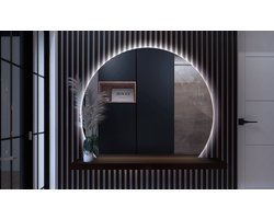 Coloray Halfronde Spiegel LED - Grote Halfronde Spiegel LED - 74 cm x 90 cm - Grote Badkamerspiegel LED - Halfronde Spiegel Hal - Koel licht - LED Badkamerspiegel - Grote Woonkamer Spiegel LED - Toiletspiegel LED - Wandspiegel LED