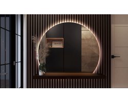 Coloray Halfronde Spiegel LED - Grote Halfronde Spiegel LED - 84 cm x 100 cm - Grote Spiegel LED - Halfronde Spiegel Hal - Neutraal licht - Wandspiegel Slaapkamer LED - Groot Wandspiegel LED - Toiletspiegel LED - Wandspiegel LED