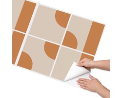 Coloray Meubel Wrap Folie - Beige Meubelfolie - 65x130 cm - Meubel Wrap Folie Vintage vormen - Plakfolie Meubels - Minimalist Meubelfolie - Decoratiefolie Zelfklevend - Slaapkamer decoratie - Geometrische
