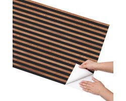 Coloray Meubel Wrap Folie - Bruin Meubelfolie - 65x130 cm - Wrapfolie Keuken Houten latten - Decoratiefolie - Modern Meubelfolie - Meubel Wrap Folie - Woonkamer decoratie - Texturen