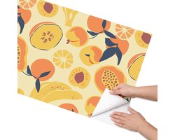 Coloray Meubel Wrap Folie - Geel Meubelfolie - 65x130 cm - Meubel Wrap Folie Vruchtpatroon - Plakfolie Meubels - Boho Meubelfolie - Decoratiefolie Zelfklevend - Slaapkamer decoratie - Achtergronden en patronen