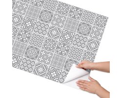 Coloray Meubel Wrap Folie - Grijs Meubelfolie - 75x150 cm - Meubel Wrap Folie Klassieke tegels - Plakfolie Meubels - Geometrische Meubelfolie - Decoratiefolie Zelfklevend - Slaapkamer decoratie - Achtergronden en patronen
