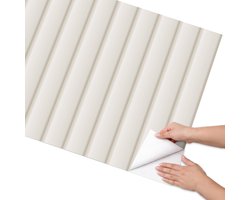 Coloray Meubel Wrap Folie - Romig Meubelfolie - 75x150 cm - Meubel Wrap Folie Crème lijnen - Plakfolie Meubels - Minimalist Meubelfolie - Decoratiefolie Zelfklevend - Slaapkamer decoratie - Achtergronden en patronen