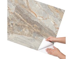 Coloray Meubel Wrap Folie - Romig Meubelfolie - 75x150 cm - Wrapfolie Keuken Marmeren elegantie - Decoratiefolie - Klassiek Meubelfolie - Meubel Wrap Folie - Woonkamer decoratie - Texturen