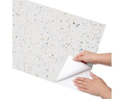 Coloray Meubel Wrap Folie - Wit Meubelfolie - 50x100 cm - Meubel Wrap Folie Terrazzo-patroon - Plakfolie Meubels - Modern Meubelfolie - Decoratiefolie Zelfklevend - Slaapkamer decoratie - Texturen