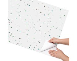 Coloray Meubel Wrap Folie - Wit Meubelfolie - 75x150 cm - Plakfolie Meubels Kleurrijk patroon - Decoratiefolie Zelfklevend - Minimalist Meubelfolie - Meubelfolie Zelfklevend - Badkamer decoratie - Achtergronden en patronen