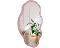 Coloray Oudroze Spiegel - Roze Rechthoekige Spiegel Voor Interieur - Organische Spiegel - Woonkamer - Minimalistisch - 45x90 cm - Totale afmeting 52x97 cm
