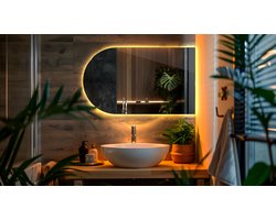 Coloray Ovale LED Spiegel - Ovale Spiegel Met Verlichting - 40 x 70 cm - Ovale Spiegel Badkamer Met Verlichting - Spiegel in boogvorm met LED-verlichting - Warm Licht - Afgesneden ovaal Spiegel - Scandinavische Spiegel