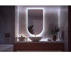Coloray Ovale LED Spiegel - Ovale Spiegel Met Verlichting - 50 x 90 cm - Ovale Spiegel Badkamer Met Verlichting - Spiegel in boogvorm met verlichting - Koel Licht - Afgesneden ovaal Spiegel - Industriële Spiegel