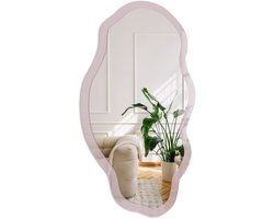 Coloray Pastel Lila Spiegel - Roze Strakke Rechthoekige Spiegel - Organische Spiegel - Slaapkamer, Woonkamer, Kledingkast - Minimalistisch - 45x90 cm - Totale afmeting 52x97 cm