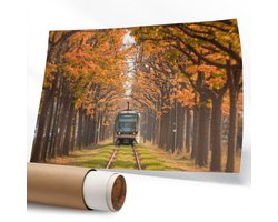 Coloray Polycanvas Poster - Warschau-Architectuur, Illustratie - 594 x 840 mm - Blauw Design - Rechthoek - Muurdecoratie - Woonkamer - Retro