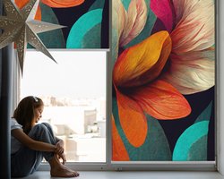 Coloray Rolgordijn Lichtfilterend - Bloemen in Abstractie Rolgordijn Lichtdoorlatend - 80x140 cm - Oranje Rolgordijn Met Kettingbediening - Abstracties Rolgordijn Plafondmontage - Rolgordijn Slaapkamer Lichtdoorlatend