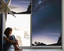 Coloray Rolgordijn Lichtfilterend - Sterrenhemel Rolgordijn Lichtfilterend - 90x140 cm - Paars Isolerend Rolgordijn - Landschappen Rolgordijn Op Raamopening - Rolgordijn Slaapkamer Lichtdoorlatend