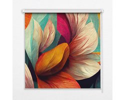 Coloray Rolgordijn Verduisterend - Bloemen in Abstractie Rolgordijn Verduistering - 120x140 cm - Oranje Uv-Bestendig Rolgordijn - Abstracties Rolgordijn Verduisterend Kantoor - Rolgordijn Plafondmontage