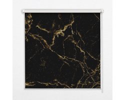 Coloray Rolgordijn Verduisterend - Zwart Marmer Lichtdicht Rolgordijn - 120x140 cm - Gouden Zonwerend Rolgordijn - Abstracties Verduisterend Rolgordijn Kinderkamer - Rolgordijn in Nis
