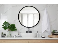 Coloray Spiegel in een lijst - Zwarte Spiegel Rond - 70 cm - Spiegel Zwart Rond - Ronde - Badkamerspiegel Rond Zwart - Ronde Spiegel Zwarte Lijst - Wandspiegel Zwart Rond