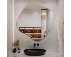 Coloray Toiletspiegel - Spiegel Organische Vorm - 58 cm x 58,7 cm - Decoratie Spiegel - Spiegel in Geometrische Abstracte Vorm - Onregelmatige Spiegel - Wandspiegel in Loftstijl - Woonkamerspiegel – Badkamerspiegel – Halspiegel – Slaapkamerspiegel
