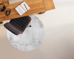 Coloray Vloerbeschermer - Grijs beton en bloemen Stoel Mat - 100x100 cm - Grijs Vloerbeschermer Harde Vloer - Motif Vloerbeschermer - PVC Vloerbeschermer - Ronde Mat - Natuur Thema