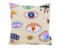 Colorful Eyes Creme Kussenhoes | 45 x 45 cm | Katoen/Polyester