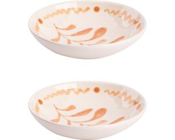 Colori Del Sud - Bord - Cazorla - 11,5 cm - Roze/Wit - Aardewerk - Bordenset - 2 stuks