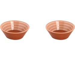 Colori Del Sud - Mezquita - Schaal - 2 stuks - 45 cl - ø 15 cm - Roze/Wit/Bruin - Aardewerk - Bordenset