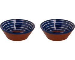 Colori Del Sud - Mezquita - Schaal - 2 stuks - 80 cl - ø 18 cm - Blauw/Wit/Bruin - Aardewerk - Bordenset