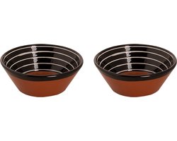 Colori Del Sud - Mezquita - Schaal - 2 stuks - 80 cl - ø 18 cm - Bruin/Zwart/Wit - Aardewerk - Bordenset