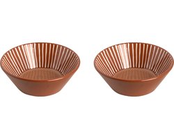 Colori Del Sud - Mezquita - Schaal - 2 stuks - 80 cl - ø 18 cm - Roze/Wit/Bruin - Aardewerk - Bordenset