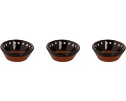 Colori Del Sud - Mezquita - Schaal - 3 stuks - 6 cl - ø 8 cm - Bruin/Zwart/Wit - Aardewerk - Bordenset