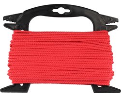 Coloured Rope Industrieel Touw op Rol 4mm 20m Gevlochten – Rood | Industriële Touwen voor Binnen en Buiten | Bestand Tegen Schuren en Rotting
