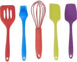 Colourworks 5-delige siliconen mini keukengereedschap set, vaatwasmachinebestendig