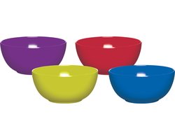 Colourworks Melamine Plastic Kommen - Multi-colour Set van 4