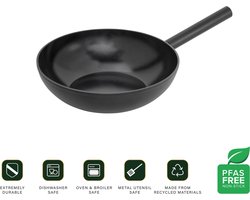 Combekk Forest Easy wokpan Ø 28 cm – 100% gerecycled - PFAS-vrij – Geschikt voor inductie - Keramische antiaanbaklaag
