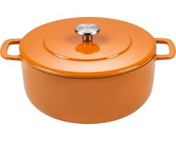 Combekk Gietijzeren Braadpan Ø24cm - 100% Gerecycled - PFAS vrij - Geschikt voor Inductie - 3,8L - Oranje