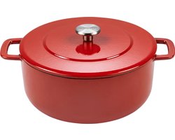 Combekk Gietijzeren Braadpan Ø24cm - 100% Gerecycled - PFAS vrij - Geschikt voor Inductie - 3,8L - Rood