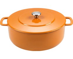Combekk Gietijzeren Braadpan Ø28cm - 100% Gerecycled - PFAS vrij - Geschikt voor Inductie - 5,3L - Oranje
