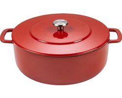 Combekk Gietijzeren Braadpan Ø28cm - 100% Gerecycled - PFAS vrij - Geschikt voor Inductie - 5,3L -Rood